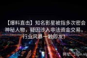 【爆料直击】知名影星被指多次密会神秘人物，疑因涉入非法资金交易，行业风暴一触即发！