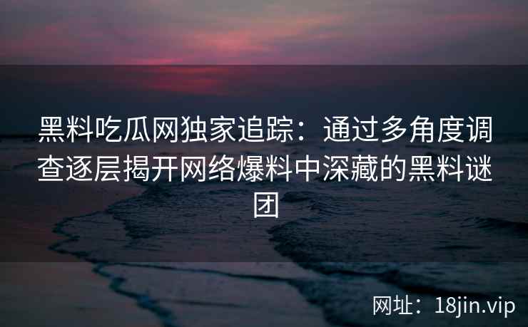 黑料吃瓜网独家追踪：通过多角度调查逐层揭开网络爆料中深藏的黑料谜团